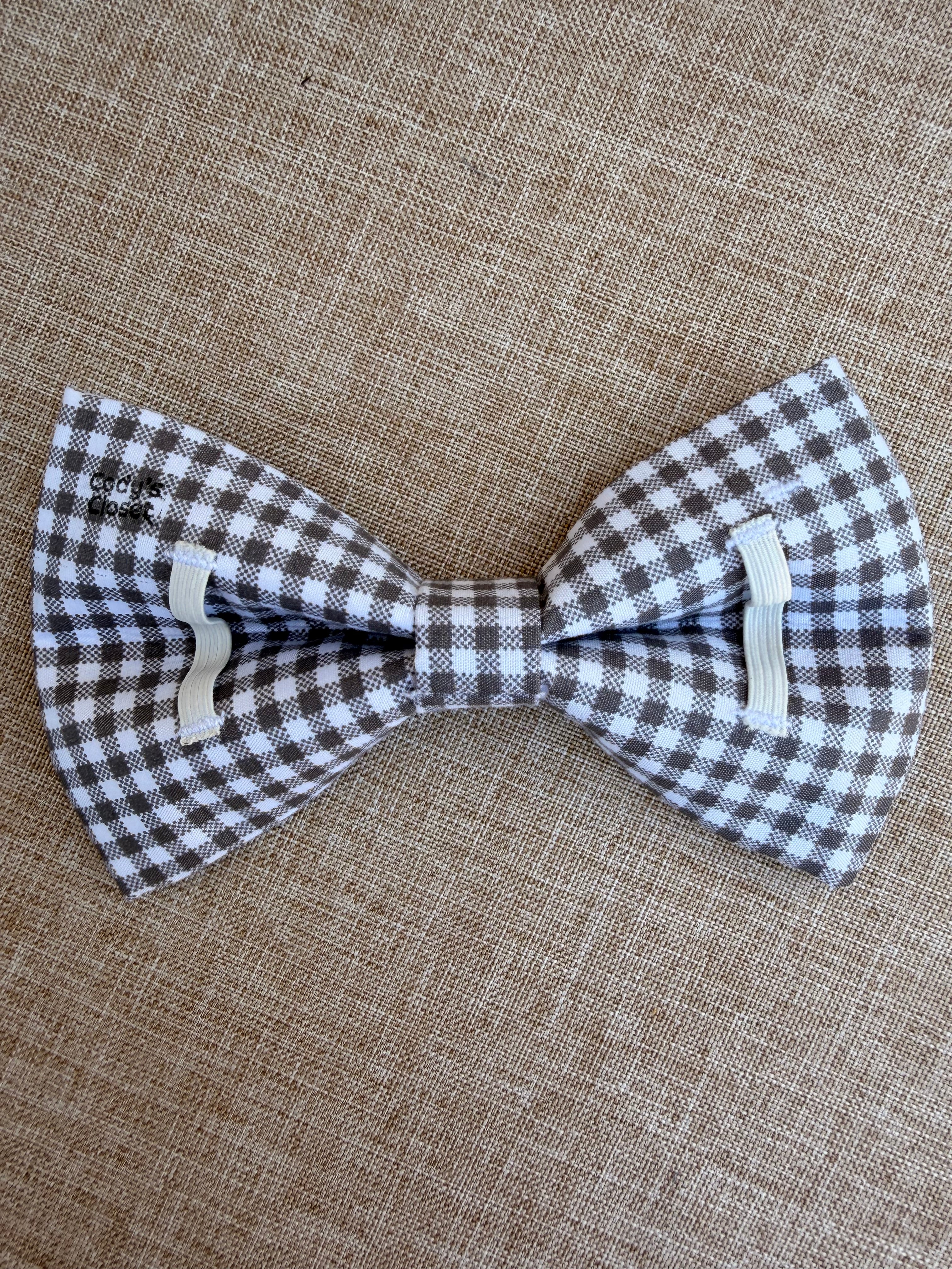 Black Gingham Dog Bow Tie