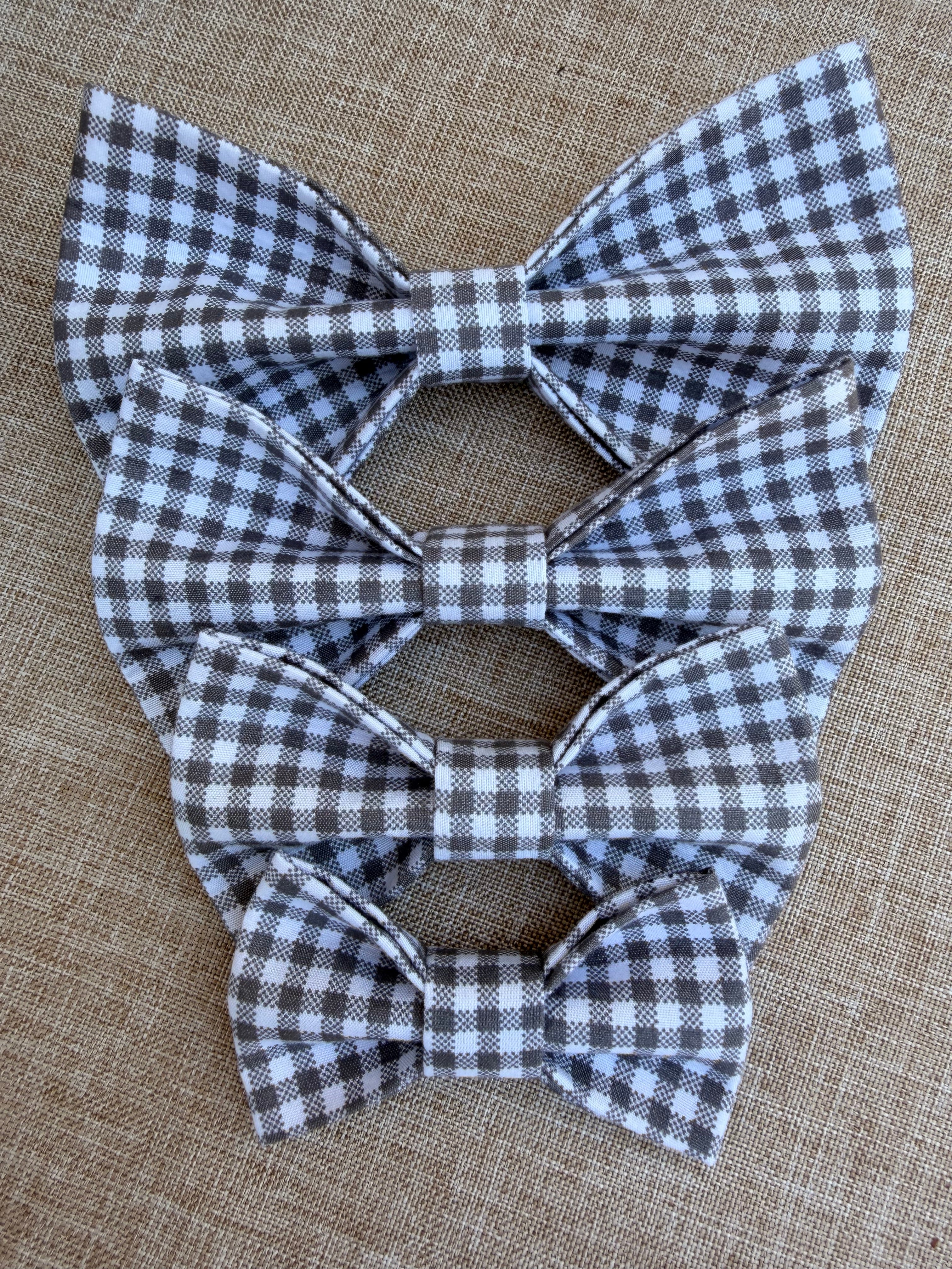 Black Gingham Dog Bow Tie