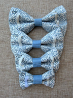Blue Doodle Floral Dog Bow Tie