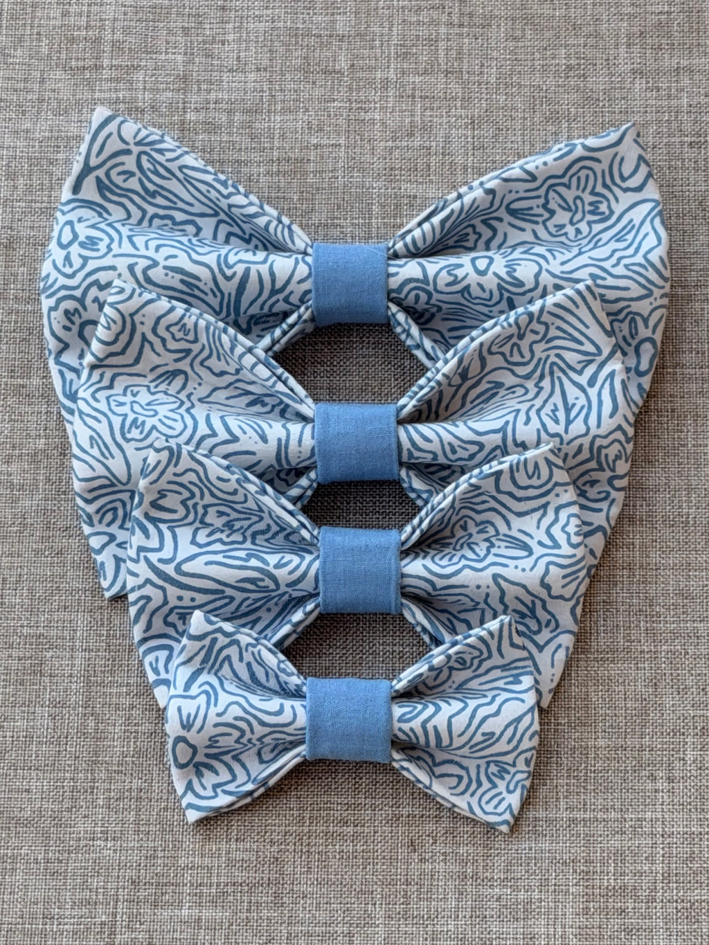 Blue Doodle Floral Dog Bow Tie