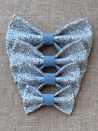 Blue Doodle Floral Dog Bow Tie