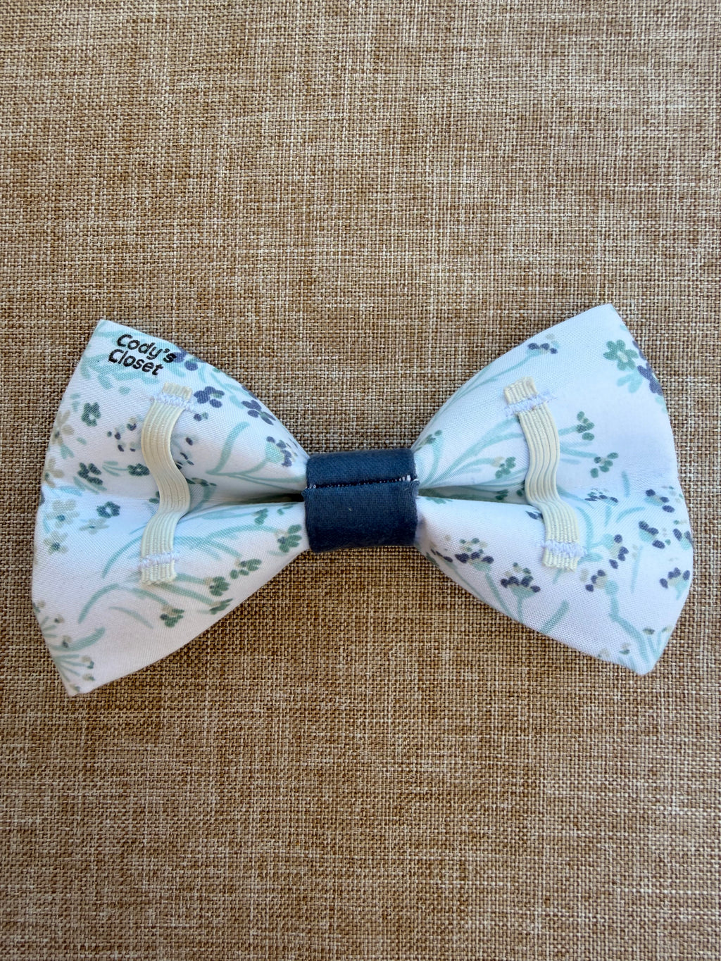 Blue Floral Dog Bow Tie