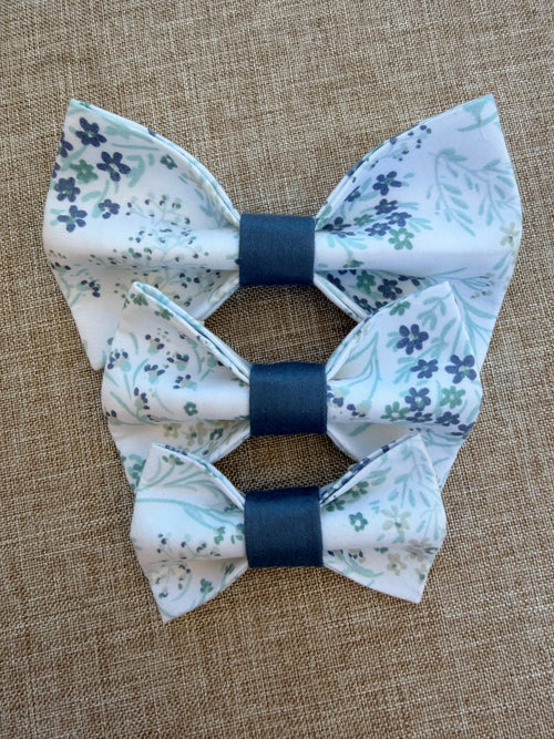 Blue Floral Dog Bow Tie