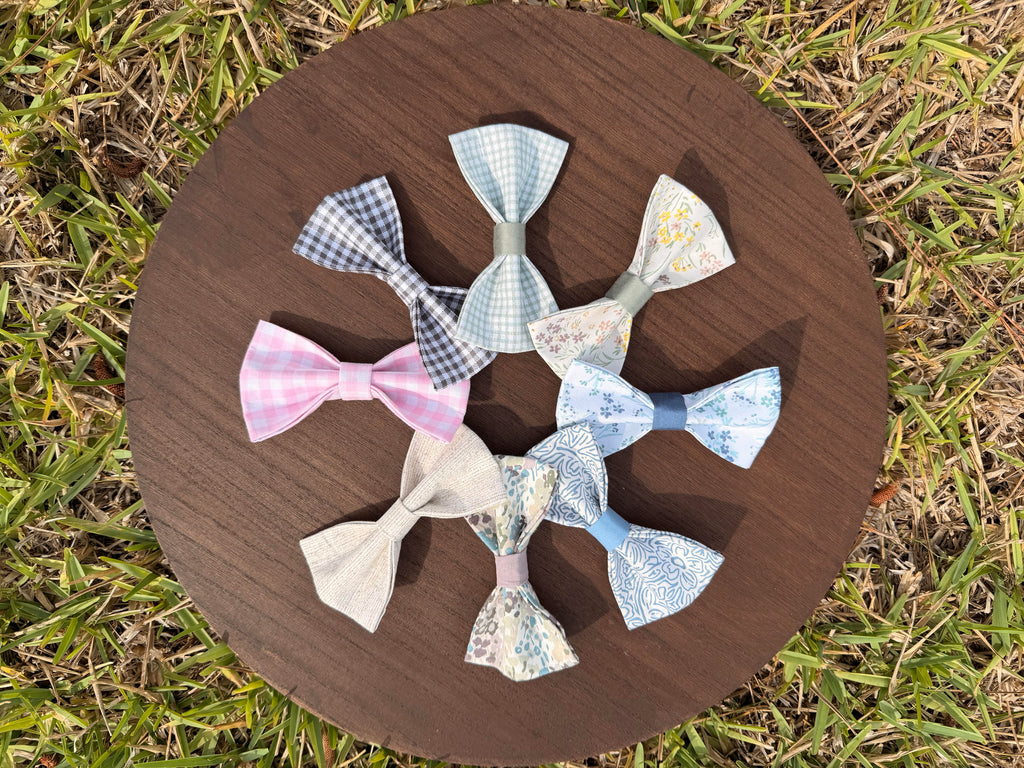 Blue Doodle Floral Dog Bow Tie