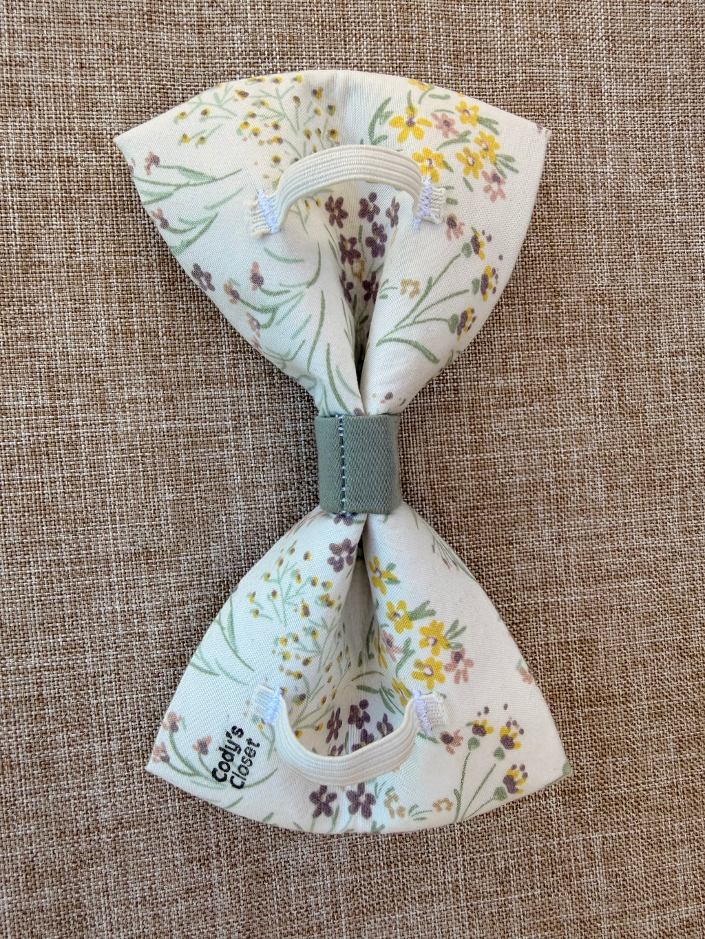 Green Floral Dog Bow Tie