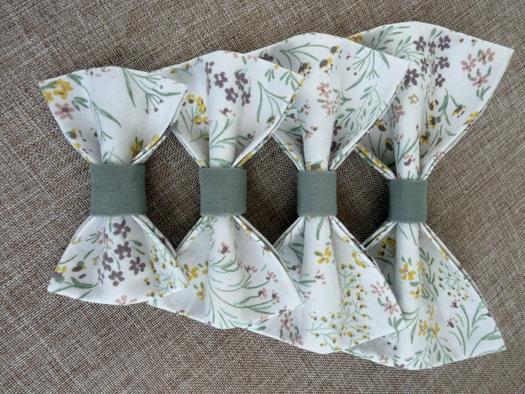 Green Floral Dog Bow Tie