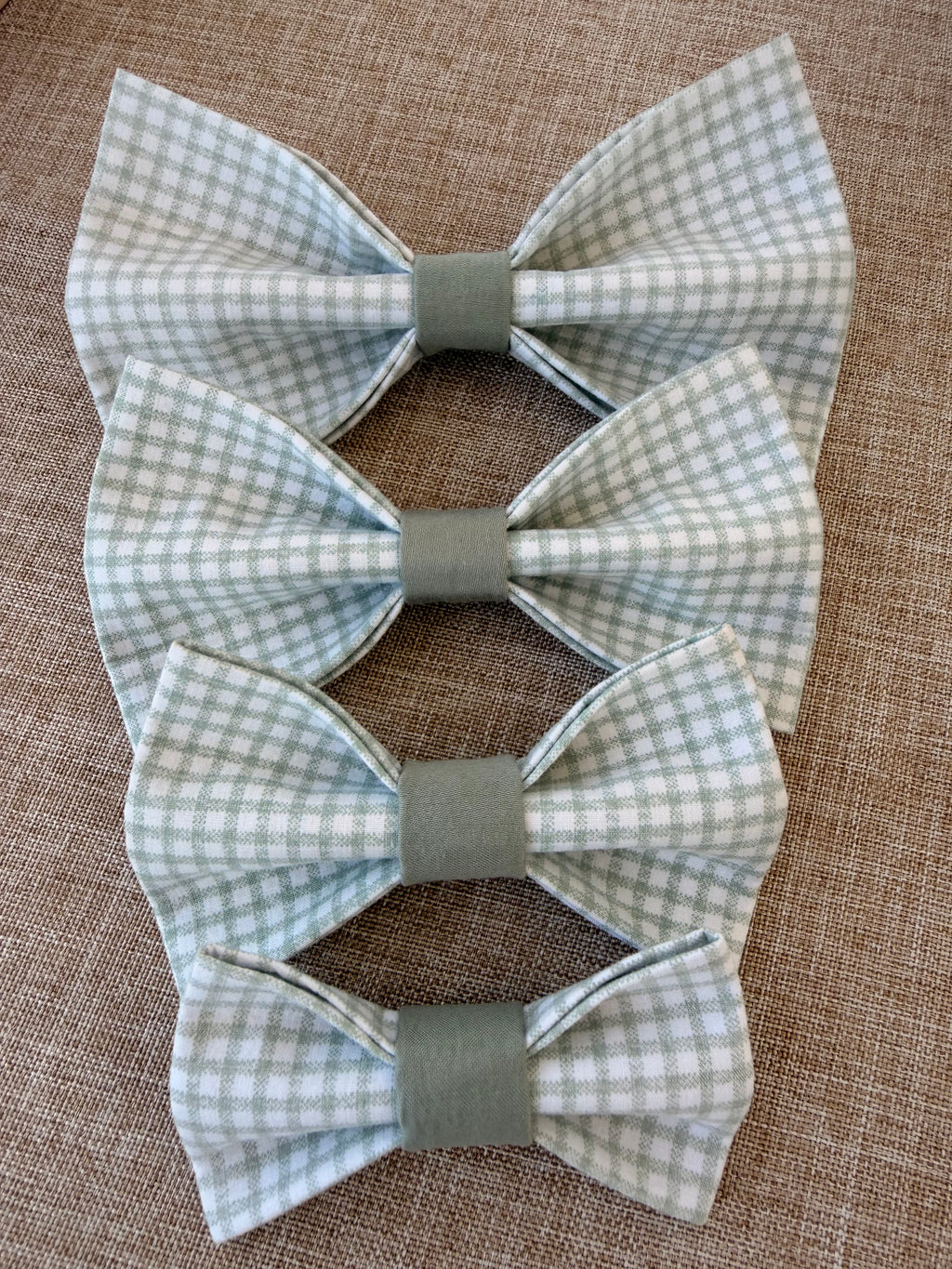 Green Gingham Dog Bow Tie