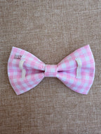 Pink Gingham Dog Bow Tie