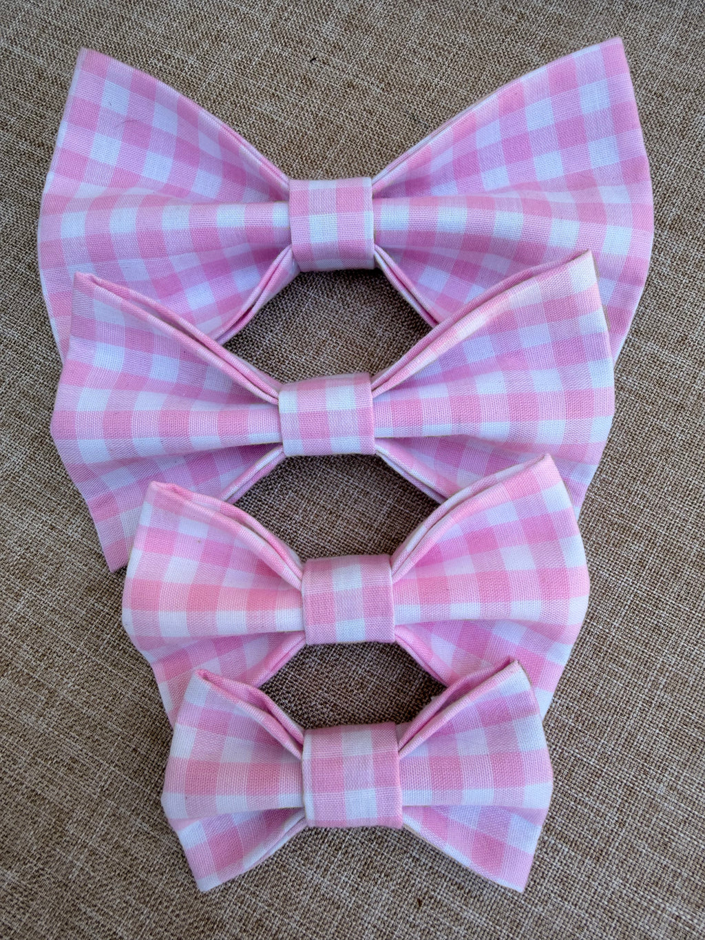 Pink Gingham Dog Bow Tie